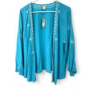NWT Ariat | S | Kimono Cardigan Nita Teal Embroidered Womens Open Blouse